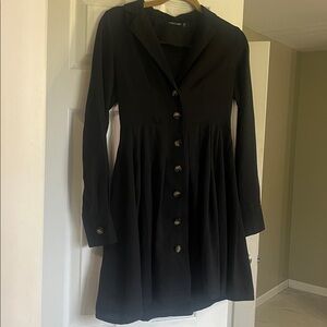 Nasty Gal Black Long-Sleeve Button Dress